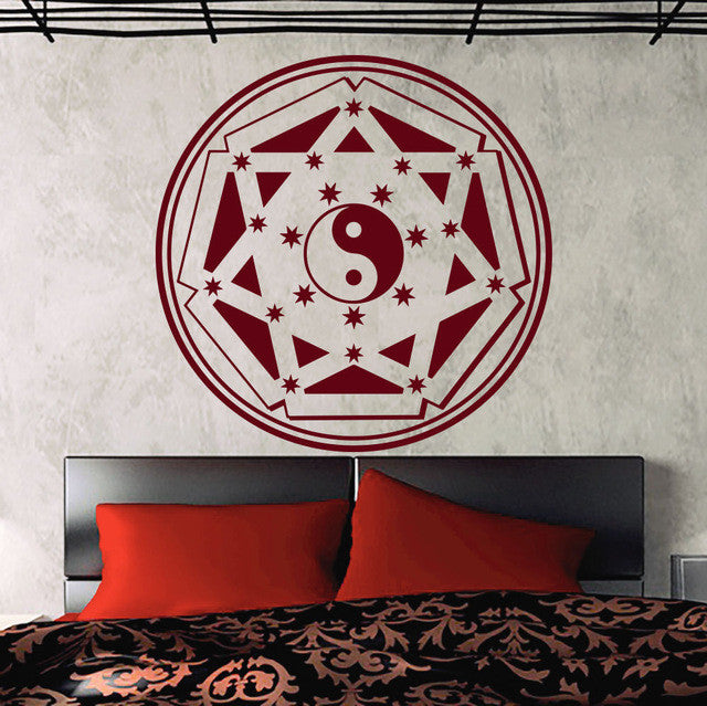 Mandala Wall Sticker Home Decal Buddha Yin Yang Floral Yoga Meditation Vinyl Decal Wall Art Mural Home Decor Decoration D175