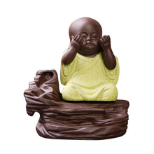 3 Style Chinese Style Zen Meditation Tea Ceramic Miniatures Funny Little Monk Mandala Clay Buddha Statue Incense Burner Figurine