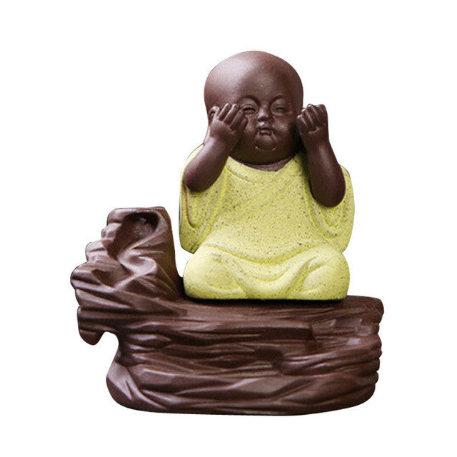 3 Style Chinese Style Zen Meditation Tea Ceramic Miniatures Funny Little Monk Mandala Clay Buddha Statue Incense Burner Figurine
