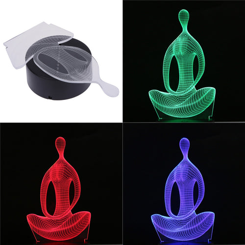 New meditation shaped Night Light lamp Yoga 3D LED Night Light Acrylic Colorful Gradient Atmosphere Lamp