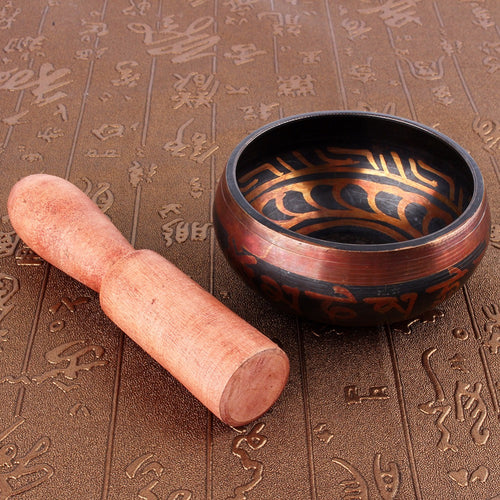 Retro Style Copper Buddha Sound Bowl Yoga Chinese Tibetan Meditation Singing Bowl With Hand Stick Metal Crafts