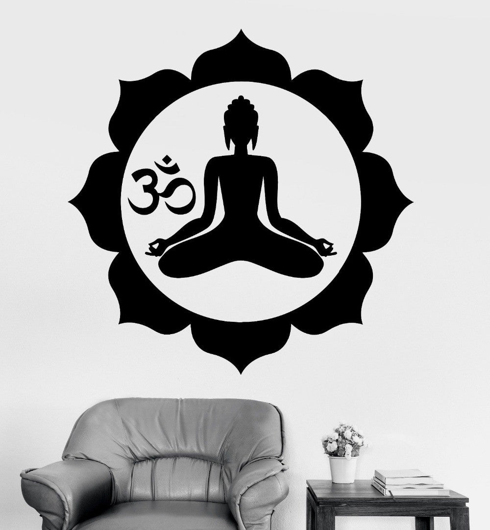 Buddha Meditation Mantra Zen Yoga Vinyl Decal Gym Home Decals PVC Wall stickers Removable Art wallpaper  Bedroom Showcase D265